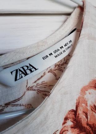 Блуза с рукавами фонариками из смесевого льна, лён в цветочный принт zara6 фото