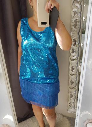 Клубное платье 💘fever💘 пайетки и бахрома1 фото
