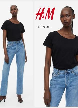 H&m чорна футболка льон
