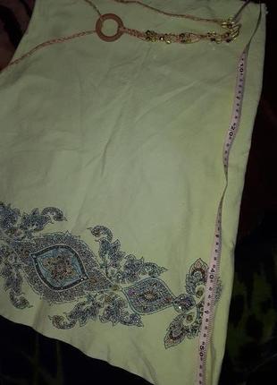 Красивая юбка натур ткань с плетен пояском6 фото