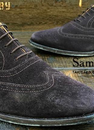 Samuel windsor. замшеві чоловічі туфлі. броги англія hand made