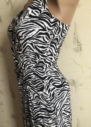 Сарафан плаття макси платье максі в принт зебра на бретельках h&m7 фото
