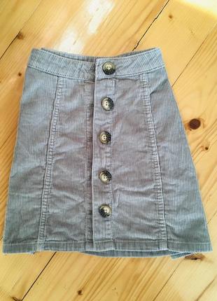 Вельветова спідниця сіра з гудзиками