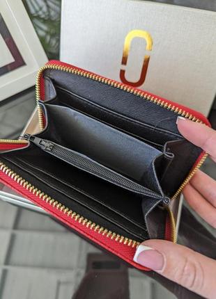 Червоний жіночий маленький гаманець портмоне на блискавці, модний красивий міні гаманець6 фото