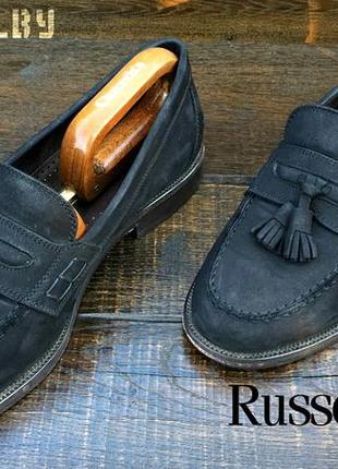 Russell & bromley. мужские лоферы с кисточками. тассель лоферы. нубук. мокасины