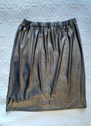 Юбка металлик трикотажная в стиле boohoo &amp;other stories metallic skirt2 фото