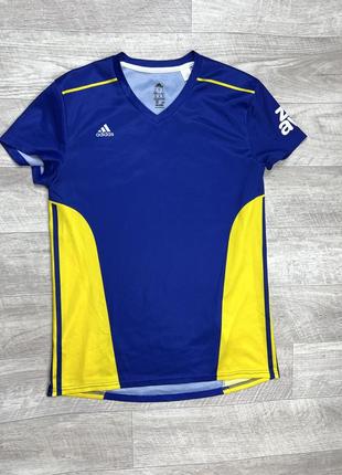 Adidas climalite футболка м размер спортивная синяя с принтом оригинал