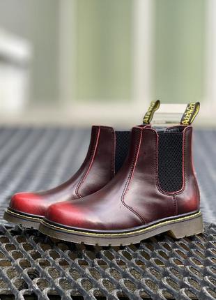 🔥dr martens chelsea red🔥мужские демисезонные кожаные ботинки мартинс, осенние /весенние