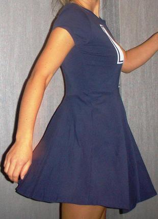 Синее платье сарафан с надписью2 фото