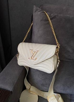 Сумка жіноча louis vuitton wave multi pochette cream/gold2 фото