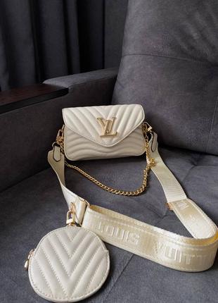 Сумка женская louis vuitton wave multi pochette cream/gold1 фото