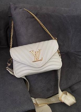 Сумка жіноча louis vuitton wave multi pochette cream/gold3 фото