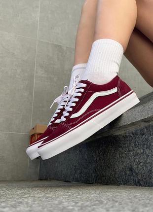 Vans old skool жіночі бордові вишневі кеди венс весна літо 
женские летние кеды олдскул бордовые вишневые1 фото