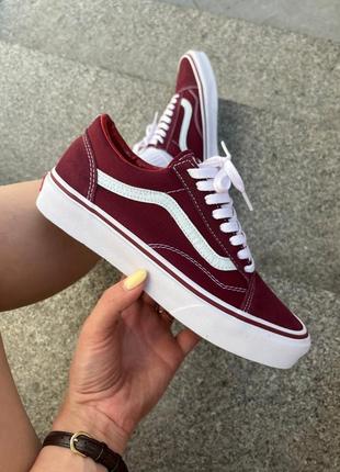 Vans old skool жіночі бордові вишневі кеди венс весна літо 
женские летние кеды олдскул бордовые вишневые2 фото