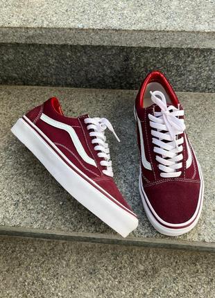 Vans old skool жіночі бордові вишневі кеди венс весна літо 
женские летние кеды олдскул бордовые вишневые8 фото