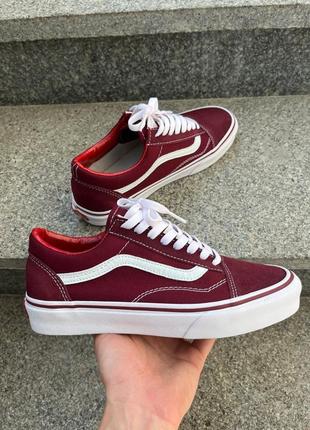 Vans old skool жіночі бордові вишневі кеди венс весна літо 
женские летние кеды олдскул бордовые вишневые5 фото