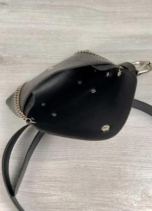Женская поясная сумочка сумка на пояс коричнево-черная змеиная3 фото