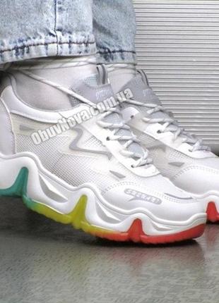 Кросівки білі жіночі літні з кольоровою підошвою7 фото