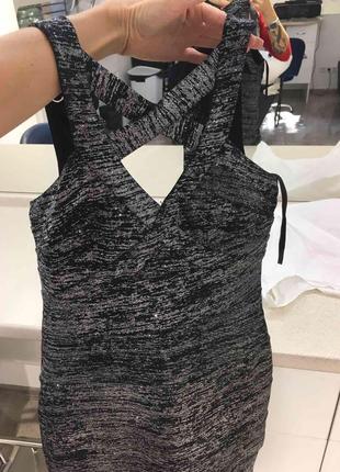 Коктейльное -крутое платье цвета меланж с серебристой нитью !🖤5 фото