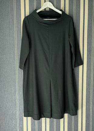 Cos 38 шерстяное платье с широким горлом рукавами 7/8 и карманами зеленое хаки2 фото