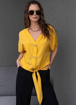 Блуза вільного силуету, сорочка із зав'язками1 фото