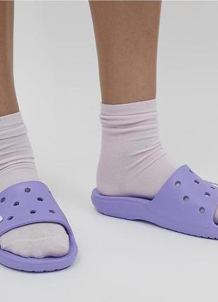 Crocs classic crocs slide digital violet кроксы шлепки в наличии5 фото
