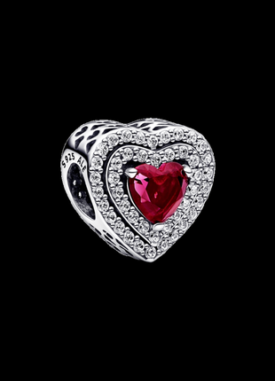 Серебряный шарм красное сердце пандора pandora