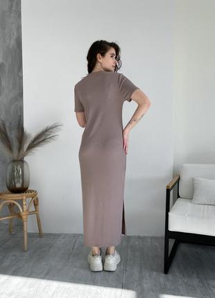 Трендовое женское платье  свободное платье с разрезом поатье в рубчик платье футболка длинное платье бренд merlini5 фото