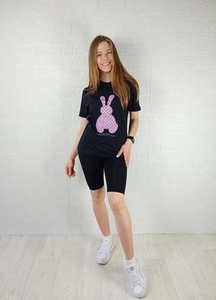 Костюм женский: футболка и велосипедки, хлопок,цвет черный, размер 54-561 фото