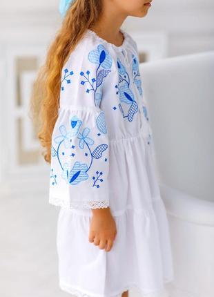 Платье вышиванка белое для девочки, платье вышитое детское3 фото