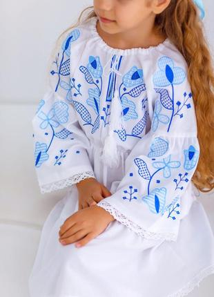 Платье вышиванка белое для девочки, платье вышитое детское2 фото