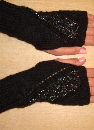 Мітенки жіночі рукавички без пальців в'язані - суперкомфорт7 фото