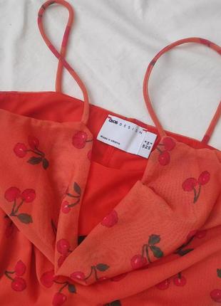 Платье сеточка в принт вишни ✨asos✨ сетка платье на тонких бретелях3 фото