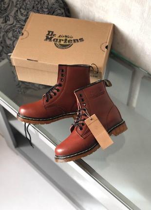 Шикарные женские зимние ботинки dr. martens 1460 cherry  с мехом4 фото