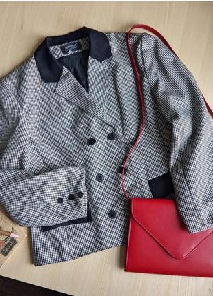 Жакет пиджак серый гусиная лапка черный l m xl винтажный ретро1 фото