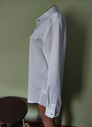 Белая удлиненная рубашка свободного кроя 100% коттон5 фото