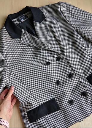 Жакет пиджак серый гусиная лапка черный l m xl винтажный ретро5 фото
