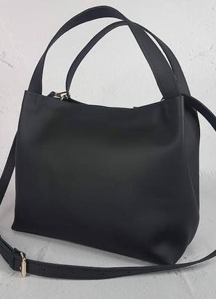 Сумка женская натуральная кожа, черная супер матовая сумка кожа,черная кожаная женская сумка