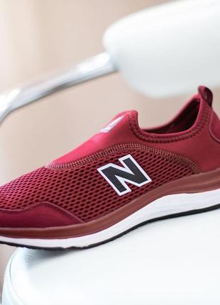 Дихаючі літні жіночі мокасини нью беланс new balance бордові сітка+замш на літо-жіноче взуття6 фото