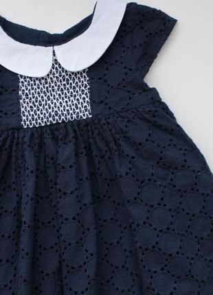 Темно-синее пышное платье с прошвой mothercare 6-9 мес2 фото