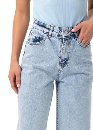 Джинсы женские с эффектом варки, джинсы - трубы варенка голубые3 фото