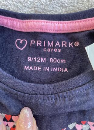 Футболка для девочки primark размер 9-12 мес4 фото