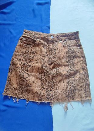 Юбка animal print denim