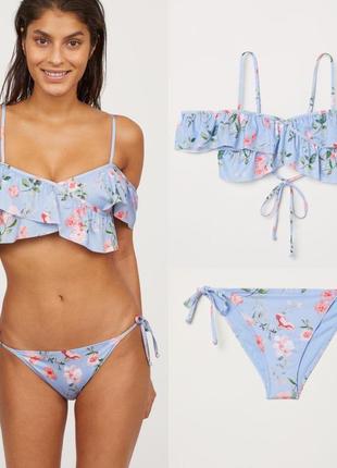 H&m супер комплект раздельный женский купальник в цветочный принт