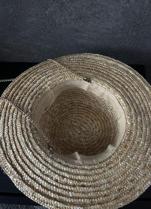 Соломенная шляпка с цепочкой4 фото