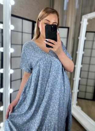 Лёгкое воздушное платье штапель свободное длинное  туника большого размера батал чёрное синее хаки повседневное для беременных расклешенное трапеция2 фото