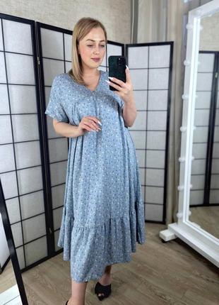 Лёгкое воздушное платье штапель свободное длинное  туника большого размера батал чёрное синее хаки повседневное для беременных расклешенное трапеция6 фото