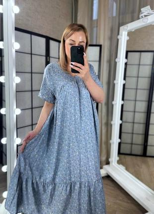 Лёгкое воздушное платье штапель свободное длинное  туника большого размера батал чёрное синее хаки повседневное для беременных расклешенное трапеция1 фото
