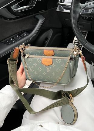 Оливкова жіноча сумка в стилі louis vuitton