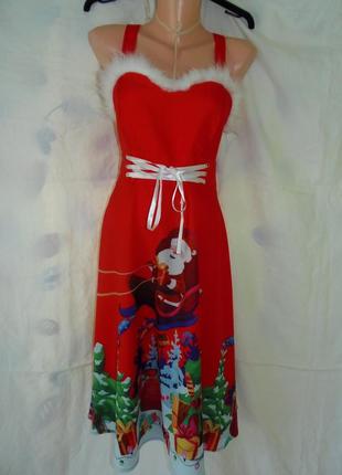 Красное платье санты,новогоднее платье,карнавальное платье р. l